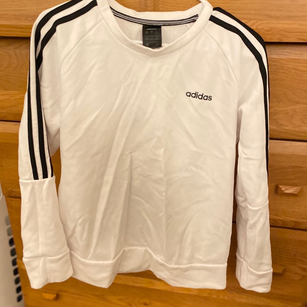 Adidas sweater white with black stripes